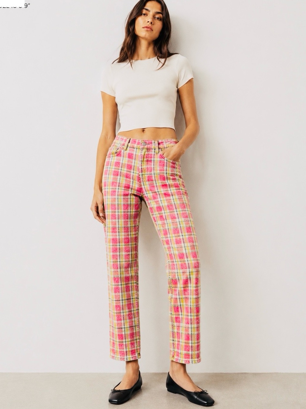 MOMOKROM Pink & Green Plaid Jeans Size US 10 | UK 14